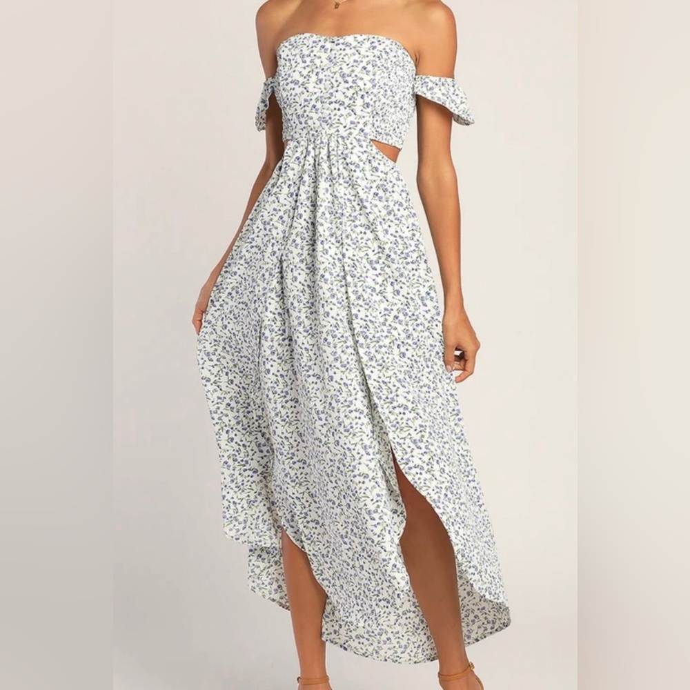 Lulus Blue and White Floral Dress
